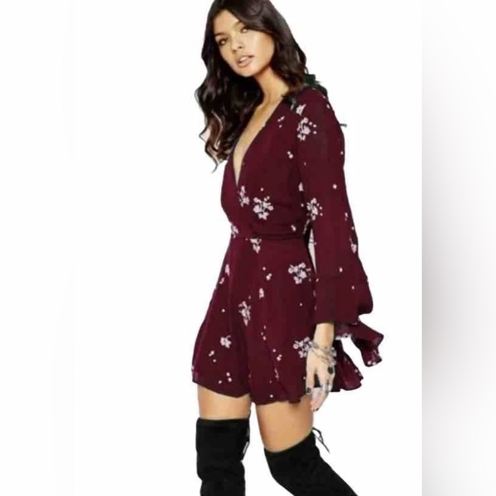 Free people flowy purple floral dress 4